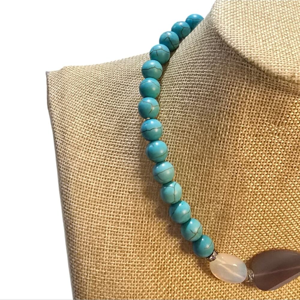 Lia Sophia Kiam RHYTHMIC Necklace $158 Turquoise, Agate, Crystals, & Glass Bead - Picture 3 of 11